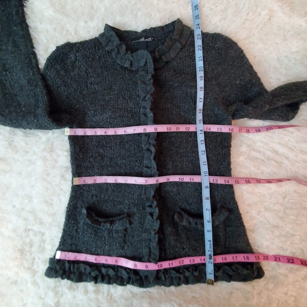 Willi Smith Wool/Alpaca Blend Ruffle Cardigan - Picture 9 of 11